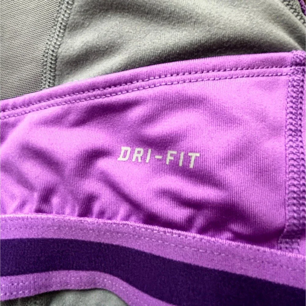 Nike Dri Fit Athletic Top L Purple Racer Back Inner Bra Stretch Activewear